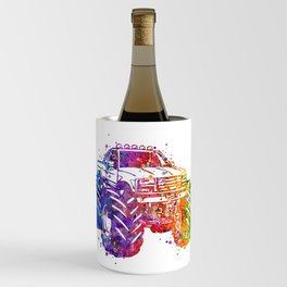 Monster Truck Colorful Watercolor Wine Chiller