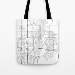 Fargo Map, USA- Black and White Tote Bag
