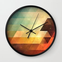 lyyt lyyf Wall Clock | Color, Geometry, Leaf, Land, Pattern, Geometric, Pop Art, Nature, Landscape, Graphicdesign 