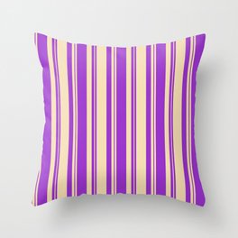 [ Thumbnail: Dark Orchid and Tan Colored Pattern of Stripes Throw Pillow ]