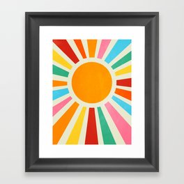 Retro Sunrise: Rainbow Edition Framed Art Print