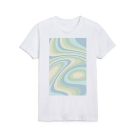Pastel Green, Blue and Cream Liquid Melt Wave Design Kids T Shirt