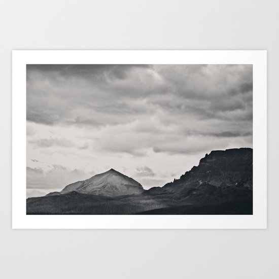 Mountain Peak and Plateau Black and White Art Print