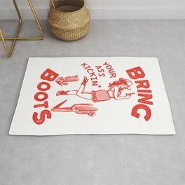 Bring Your Ass Kicking Boots! Cute & Cool Retro Cowgirl Design Rug