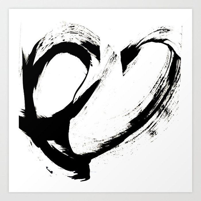 Brushstroke 6: a minimal, abstract, black and white piece Art Print