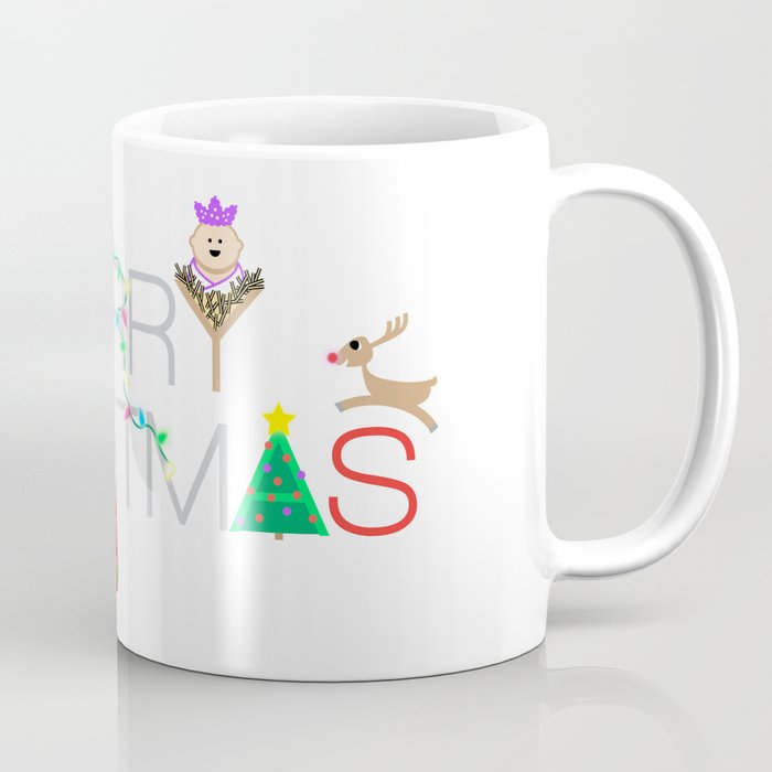 Merry Christmas Typography With Christmas Characters And