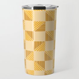 Abstract Shape Pattern 15 in Yellow Gold Shades Travel Mug