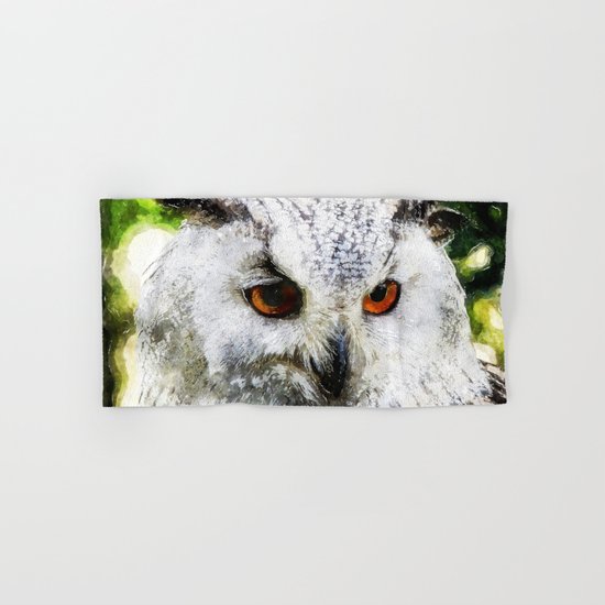 Owl Animal Bird Watercolor Illustration Hand & Bath Towel