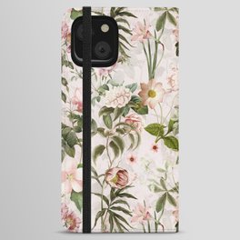 Vintage Summer Blush Botanical Rose Garden iPhone Wallet Case