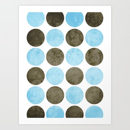 Circles (Blue & Brown) Art Print