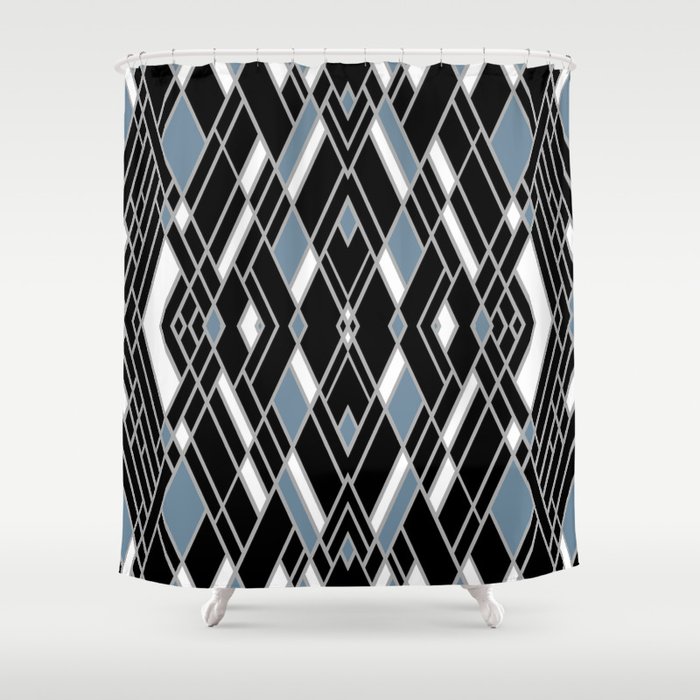 Art Deco Zoom Blue Shower Curtain