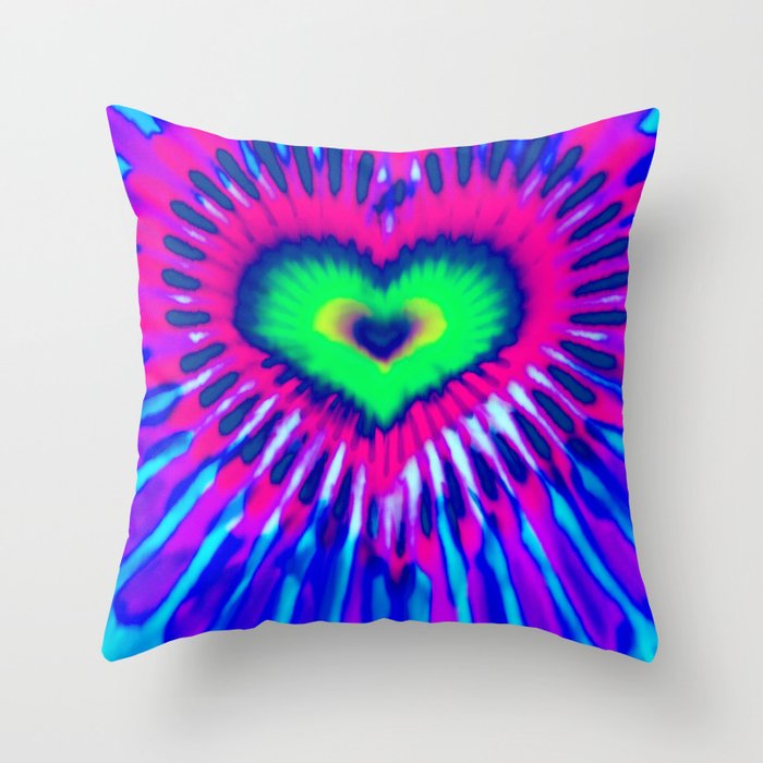 Digital Heart Tie Dye Awesome Abstract Paint Throw Pillow By