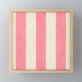 Cabana Stripe - pink & cream Framed Mini Art Print