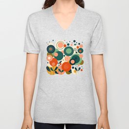 Hand drawing abstract flowers V Neck T Shirt