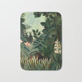The Equatorial Jungle - Henri Rousseau Bath Mat | Art, Green, White, Vegetation, Garden, Rousseau, Original, Floral, Famous, Jungle 