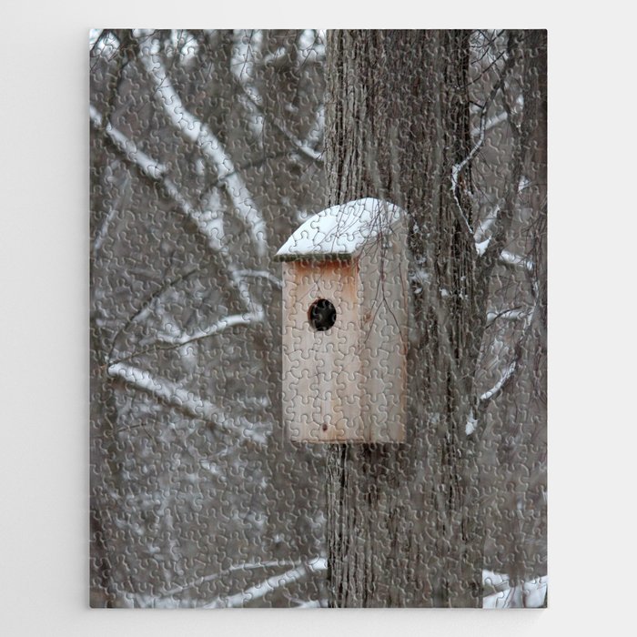 Bird House with Snow on the Roof Jigsaw Puzzle