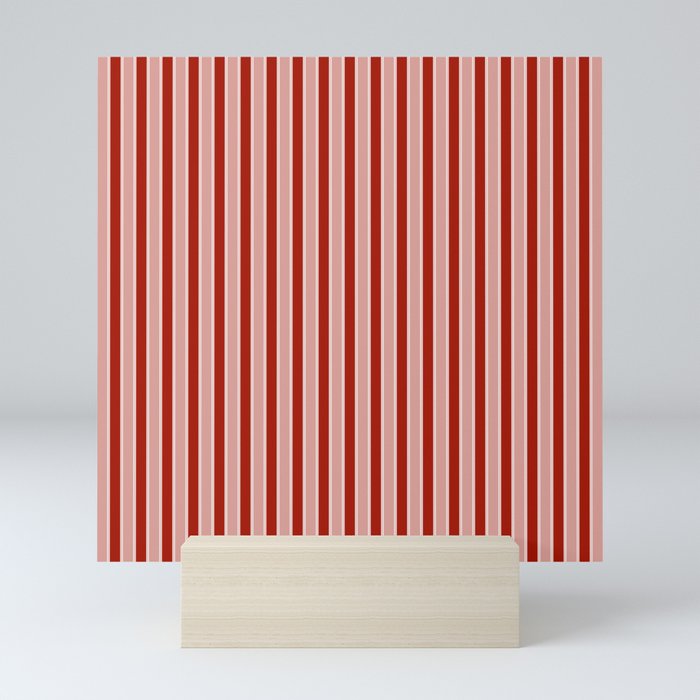 Small White and Dark Salem Red Milk Paint Stripes Mini Art Print