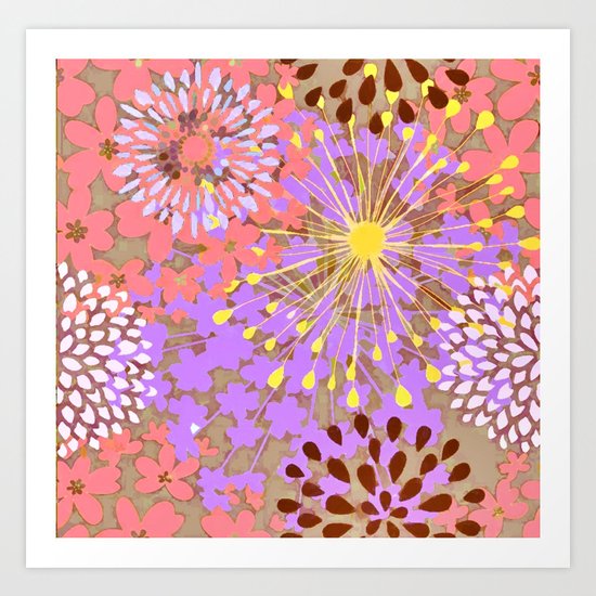 Bright Floral Explosion Abstract Art Print