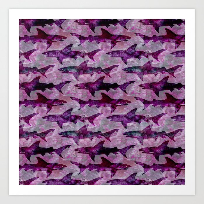 Danger: Purple Shark Attack Art Print