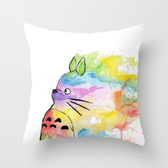 My Rainbow Totoro Throw Pillow