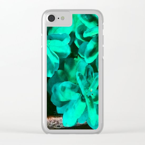 Green Pinecone Roses Clear iPhone Case