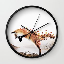 Autumn Fox Wall Clock