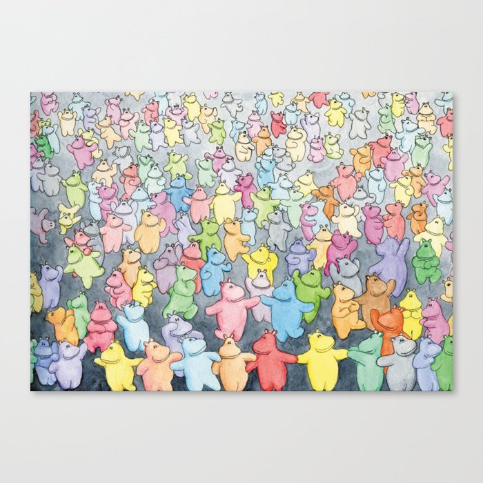 Time to dance! Hippo party illustration Canvas Print