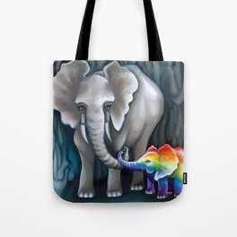 Elephant Love Tote Bag | Acrylic, Painting, Parent, Elephants, Elephantlove, Animal, Dad, Pride, Loveislove, Lgbtq 