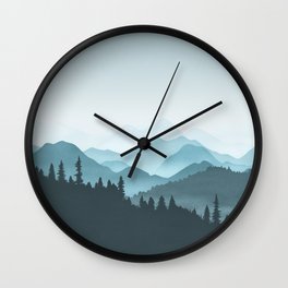 Teal Mountains Wall Clock