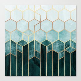Teal Hexagons Canvas Print