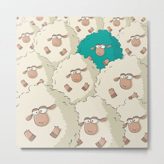 Sheep Pattern | Turquoise Metal Print