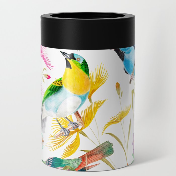Birds Colourful Floral Motif Pattern Tropical decor Spring Flowers Can Cooler