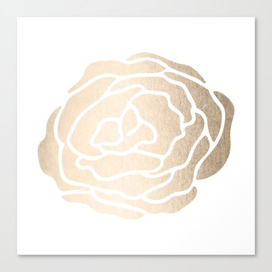 Rose White Gold Sands on White Canvas Print