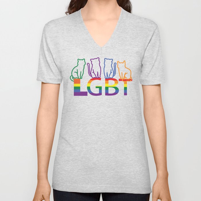 LGBT Cats V Neck T Shirt