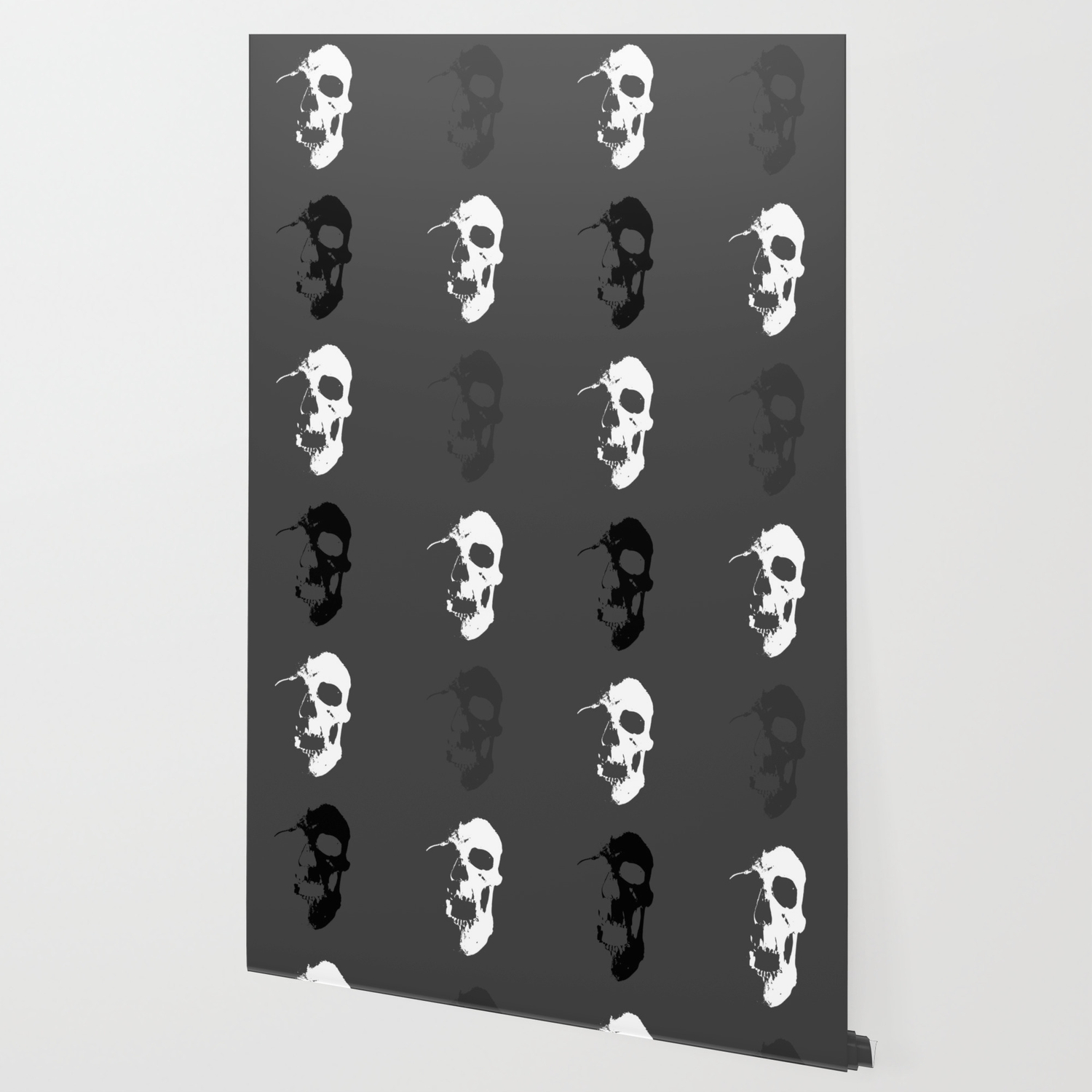 Skull 3x3 White Grey Black Wallpaper By Robotdoodles Society6