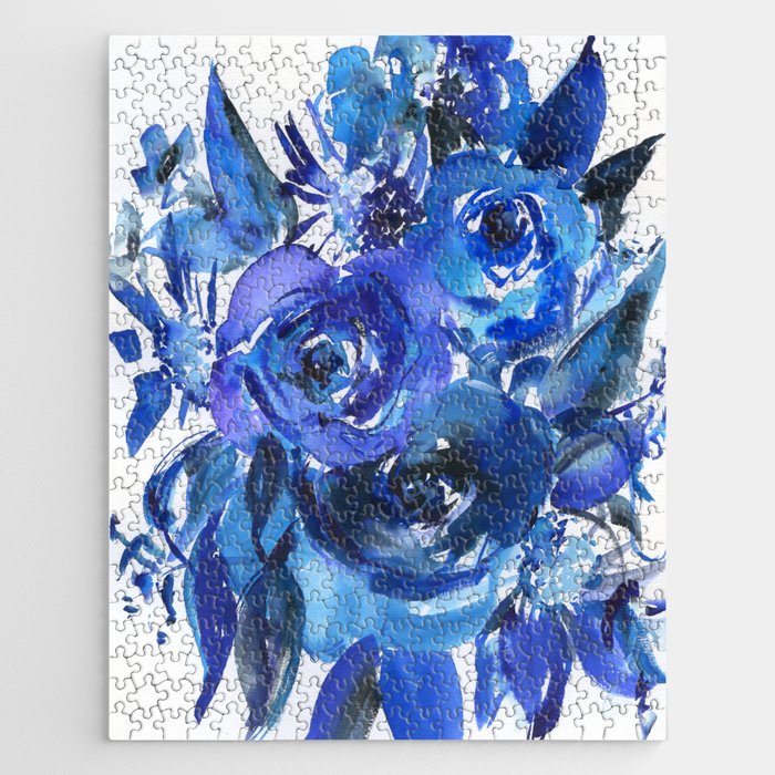 blue rose bouquet Jigsaw Puzzle