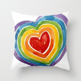 Rainbow Heart Throw Pillow