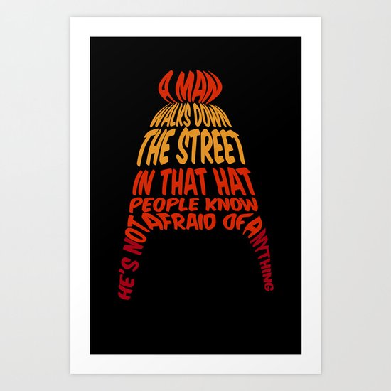 A man walks down the street... Art Print