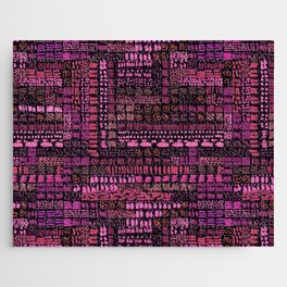 pink and black ink marks hand-drawn collection Jigsaw Puzzle