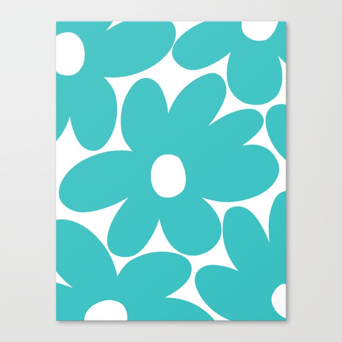 Retro Daisy Flowers in Soft Turquoise #1 #floral #pattern #decor #art #society6 Canvas Print