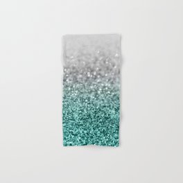 Silver Teal Ocean Glitter Glam #1 (Faux Glitter) #shiny #decor #art #society6 Hand & Bath Towel
