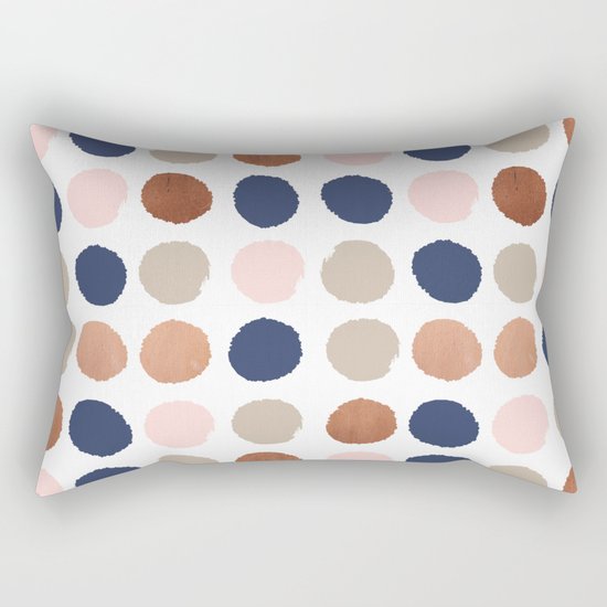 Rose Gold navy copper sparkle modern dots polka dots rosegold trendy pattern cell phone accessories Rectangular Pillow