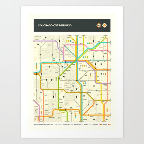 COLORADO HIGHWAY MAP Art Print