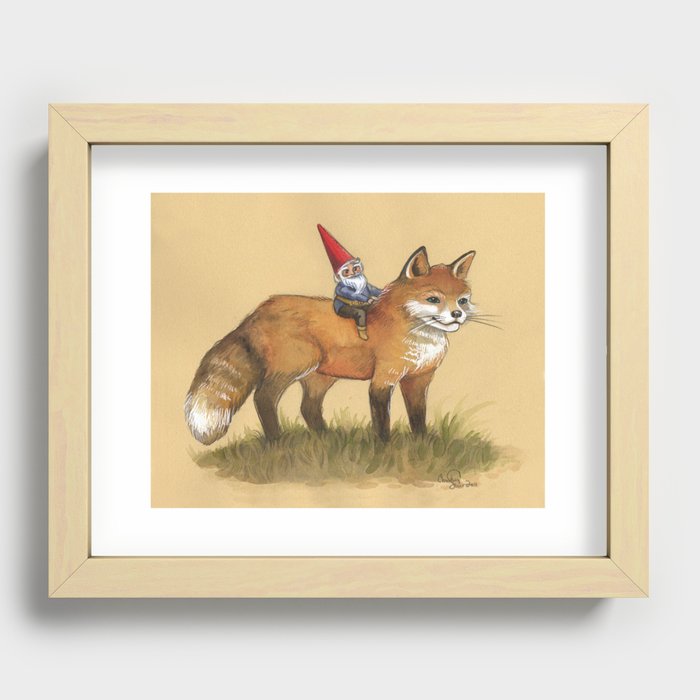 Gnome and Fox Recessed Framed Print