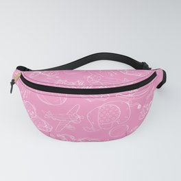 Pink and White Toys Outline Pattern Fanny Pack
