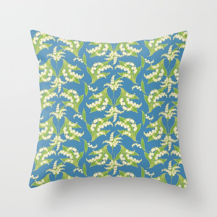Vintage-style Lily-of-the-Valley Pattern Throw Pillow