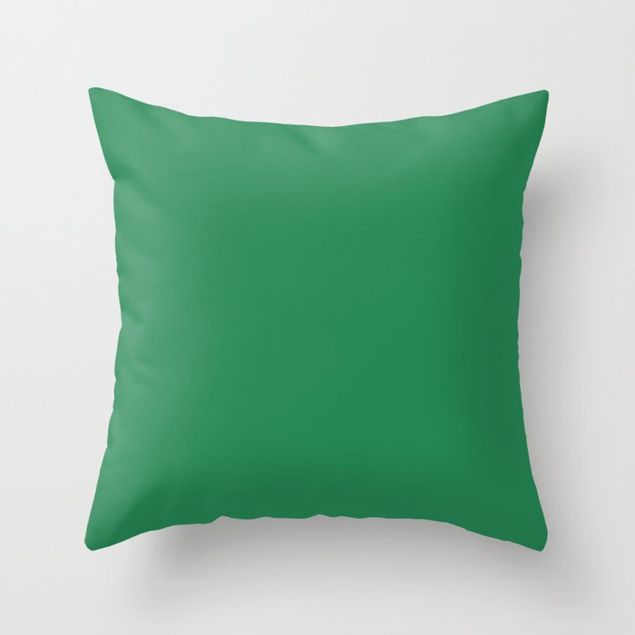 Midtone Green Solid Color Pairs To Sherwin Williams Lucky Green SW 6926 Throw Pillow