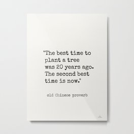 "The best time to plant a tree was 20 years ago. The second best time is now." Metal Print