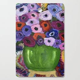 Anemones in Green Vase Cutting Board