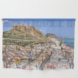 Alicante with the cathedral and the castle of Santa Barbara, Spain. Wall Hanging
